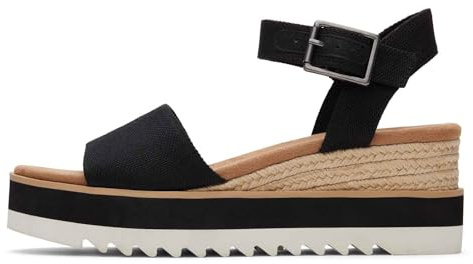 TOMS Diana Canvas Wedge Women Black Sandal - UK 8