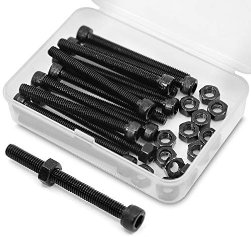 M6 x 80mm 10 Set Viti Bulloni a Brugola e Dadi in Acciaio al Carbonio,Vite a testa cilindrica con esagono incassato (Nero)