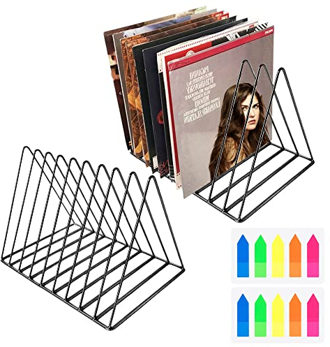 AFASOES 2 Pack Magazinständer Zeitschriftenständer 9 Steckplätze Zeitungsständer Achallplattenständer Schwarz Metall Buchstütze Dreieck Zeitschriften Zeitungshalter für Magazin Dokumente CD