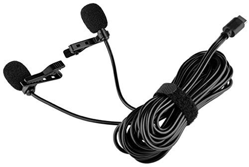 Samnuerly Micrófono Lavalier Dual Omnidireccional Micrófono de Solapa con Clip Digital para teléfono Inteligente USB Tipo C