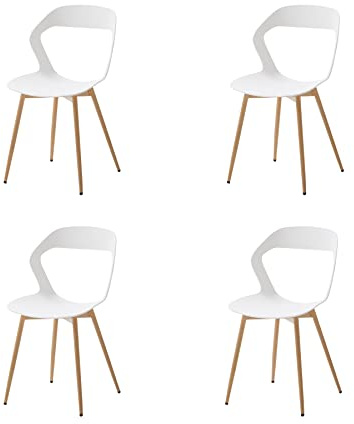 GrandCA HOME Set di 4 Sedie da Pranzo o Sedia da Ufficio con Gambe in Metallo, Sedie da Cucina per Soggiorno, Sala da Pranzo, Sala Riunioni, Bianca