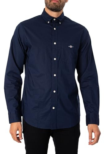 GANT Camisa Reg Poplin para Hombre, Marine, M