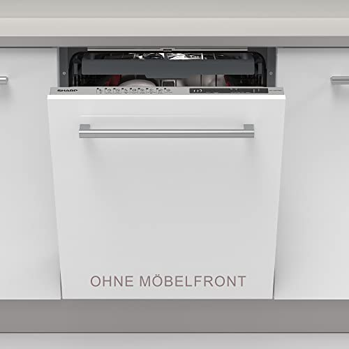 Sharp QW-NI25I44BX-DE Vollintegrierter Geschirrspüler / 60 cm/B / 14 Maßgedecke mit Besteckschublade / 8 Programme/Edelstahl