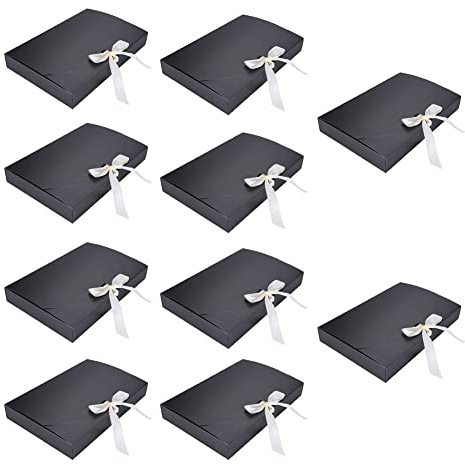 Geschenkbox mit Band 10 Stück Geschenkverpackung Box Kraftpapier Geschenkkarton mit Deckel Boxen Robust Karton Schachteln Hochzeit Pappschachteln Geburtstag Gastgeschenk Geschenkverpackung