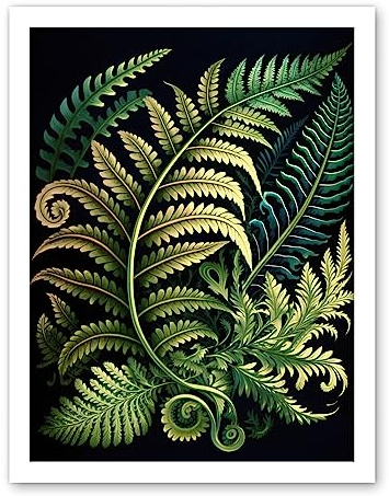 Artery8 Ernst Haeckel Style Fern Fronds Leaf Illustration Artwork Framed Wall Art Print 18X24 Inch