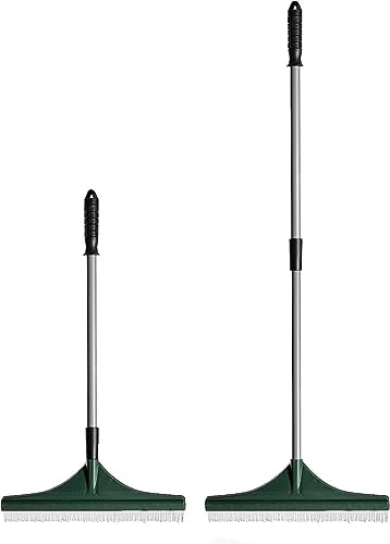 SIMAK COLLECTION Artificial Grass Brush Extendable 80cm to 130cm Lawn Rake Artificial Lawn Broom with Soft Nylon Bristles Lightweight Grass Cleaner for Fake Turf Adjustable Steel Telescopic Handle