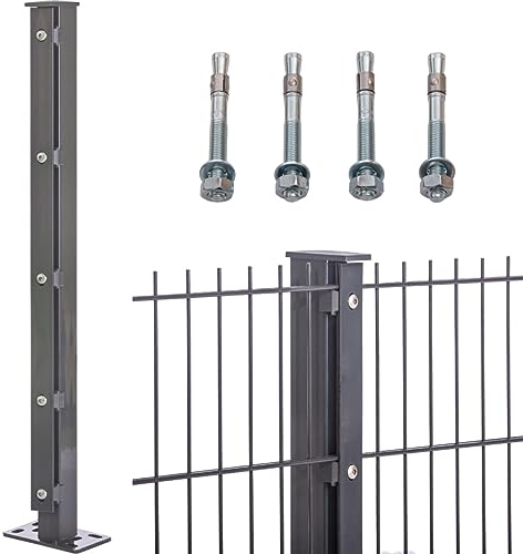 Doppelstabmattenzaun zum Aufdübeln 656 in Anthrazit | Gartenzaun | Stabmattenzaun | mit Fußplatte 300mm | 20-63 cm