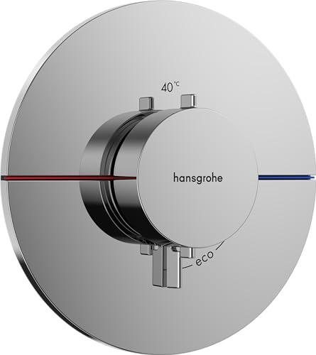hansgrohe ShowerSelect Comfort S - Thermostat conceiled, Bathroom tap with Safety Stop at 40 °C, Thermostat Round for Showers and Bath tubs, Shower Mixer for 3 Functions, Chrome, 15559000