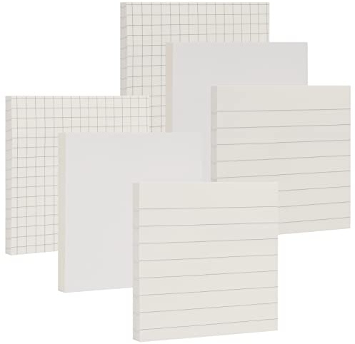 Simpolor Haftnotiz (6 Stück), Super Sticky Notes 7,5x7,5 cm, Selbstklebende Blöcke für Notizen, To-do-Listen und Erinnerungen, einfach zu posten für Zuhause, Büro, Notebook (Weiß)