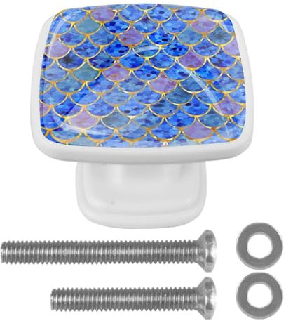 suojapuku Pomello quadrato per mobile, confezione da 4,scala blu,Ferramenta per armadietti da cucina per maniglie per cassettiere e cassettiere