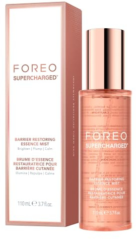 FOREO SUPERCHARGED Hautbarriere erneuerndes Essenz-Spray, 110ml - kollagenverstärkende Feuchtigkeitsspray Gesicht - Kollagenpeptide, Niacinamid, Centella Asiatica, Panthenol - Spray für alle Hauttypen