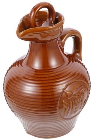 LABRIMP Jarra Simple de Cerámica Asa 500ml de Vino Marrón de Diseño Multiusos y Elegante, Hervidor de Vino Seguro para Suministros de Cocina Hogar