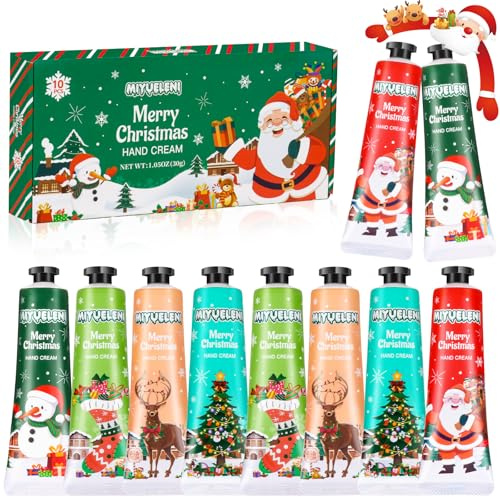Coffret cadeau de crème pour les mains Petits vœux de Noël 10 ensembles Calendrier de l'Avent 2025 Parfumé hydratant pour les mains sèches et gercées Cadeaux de Noël pour femmes