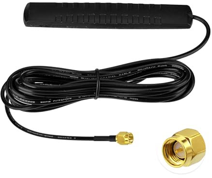 Eightwood DAB+DAB Antenna SMA Adapter DAB Car Radio Antenna Patch Aerial Glass Mount Windshield Antenna with SMA MALE 300CM Antenna for Blaupunkt Pioneer Kenwood Alpine etc Digital Radio