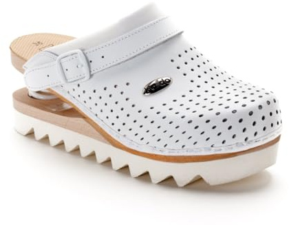 baldo Zoccoli Sanitari con Molla 23-13 Bianco Numero 39 Adulto Unisex con Plantare Anatomico in Pelle