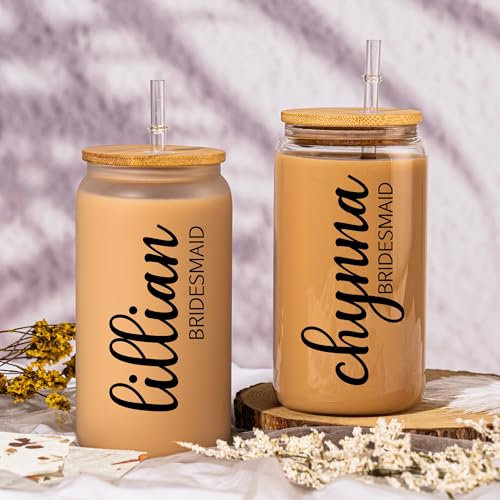 KEMEILA Occhiali con nome personalizzato con cannucce, idee regalo di Natale, set di occhiali personalizzati per feste nuziali, regali di Natale per donne, regali di proposta per damigelle d'onore