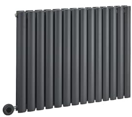 MILANO 1200W Anthracite Double Oval Panel Electric Radiator Plug 635x826mm