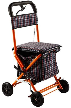 Rollator mit 4 Rollen und gepolstertem Sitz - Erwachsene Klappbar Gehhilfe für Behindertenhilfe mit Einkaufskorb und Trolley - Gehgestell mit Sitz