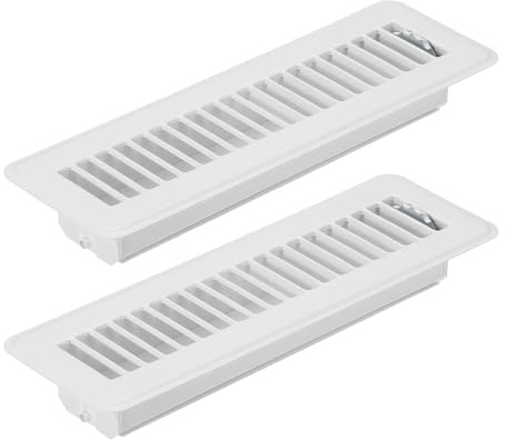PATIKIL 10 X 2 Pulgadas Rejilla de Suelo, 2 Piezas Cubierta de Ventilación de Aire Resistente de Acero Ajustable Decorativa Rejillas de Suelo Fáciles de Ajustar, Blanco