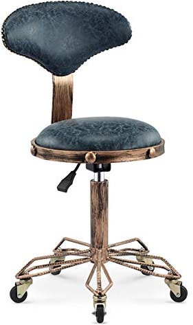 Salon Beauty Drehbarer Arbeitshocker mit Rückenlehne, höhenverstellbar, Friseurstuhl mit Seilzug, Vintage-Hebehocker für stilvolle Profis
