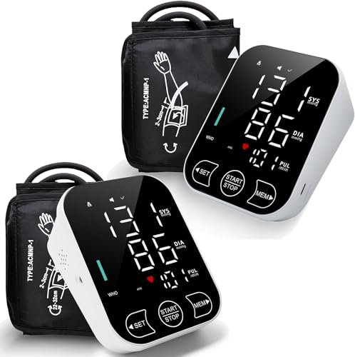 Blood Pressure Monitors Large Cuff Blood Pressure Machine CE Approved UK, 2x120 Records Automatic Upper Arm BP Machine for Home Use LED Backlit Adjustable Large Font Screen,Cuff 8.7-18.9 Inches (2)