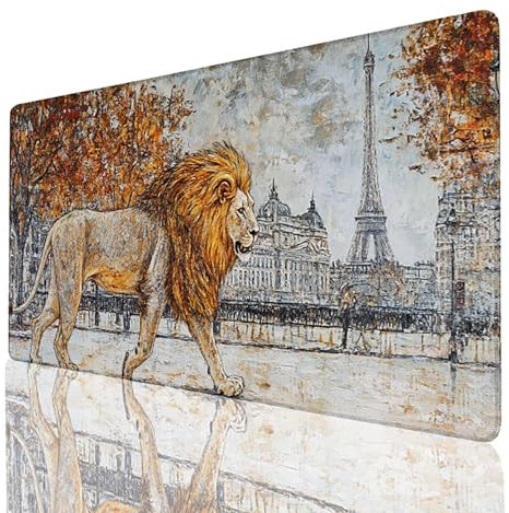 Tapis de Souris Gris Tapis Souris xxl 1400x600x3mm, Tour Eiffel Tapis de Souris xxl Gaming Accessoire Bureau, Base en Caoutchouc Anti-dérapant et Imperméable, Haute précision et Vitesse pour PC 8U-2-5
