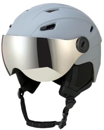 Fenteer Casque de Neige avec Visière Intégrée, Ajustement Personnalisé, Casque de Ski pour Sports d'hiver, Gris, L