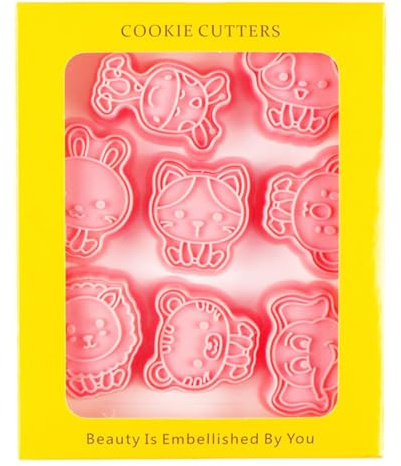 Cortador de galletas de animal, molde de galletas para animales | Juego de tablas de cortar de galletas de dibujos animados 8x - Herramientas de decoración de pasteles, 3D pastelería para aperitivos