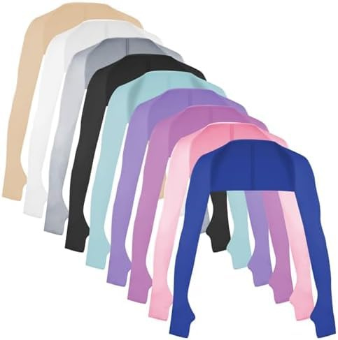 LYCN 9 Stück Sonnenschutz Schal Armstulpen für Damen, UV-Schutz Eisseide Kühlschal Schaltuch Armmanschetten mit Fingerlöchern für Outdoor-Sport, Radfahren, Golfen, Angeln, Autofahren