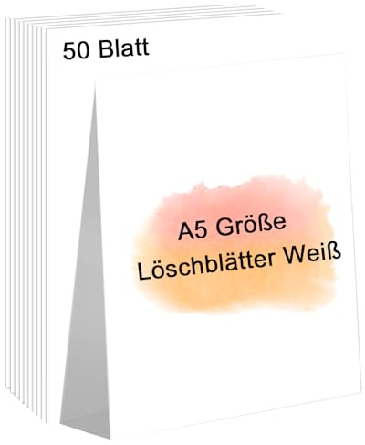 WDFCN 50 Blatt Löschpapier Weiß 15x21cm Löschblattblock a5 Löschpapier zum Bügeln Löschpapier Tintenabsorber Löschblätter für Briefmarken die Schule und Kalligraphie Büro Kunstbedarf