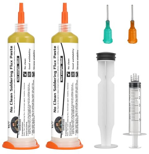INNOVAYOU Soldering Flux 60ml, No-Clean Flux Soldering Paste with 2 Needles and 1 Push Rod, Suitable for Electronic Welding, Soldering, Suitable for Circuit Boards and Copper Wires