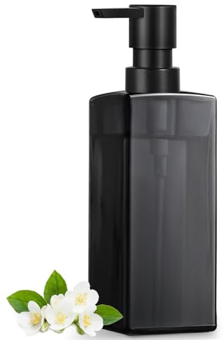 GMISUN Seifenspender schwarz, 350ml Spülmittelspender schwarz für Küche, Modern Handseifenspender Glas für Bad, Stivoll Flüssigseifenspender mit Kunststoffpumpe, Pumpspender Glas