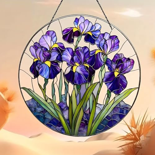 Attrape-soleil à suspendre en forme de fleur d'iris de style bohème - Décoration murale - Cadeau d'anniversaire