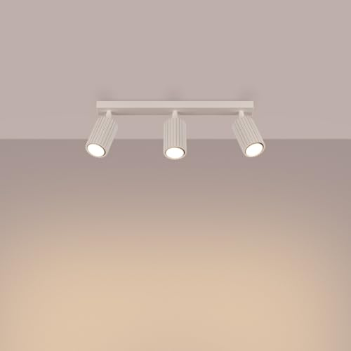 SOLLUX lighting Deckenlampe Deckenleuchte Deckenstrahler Aluminium LED-Glühbirne 4000K kaltes Weiß Licht 3 Flammig 45 x 6,5 x 16,5 cm GLOOW Beige
