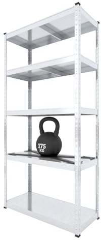 BAUSOKOL Schwerlastregal 180x90x40 cm, Verzinkt, 875kg Metall Böden | Tragkraft 875kg Lagerregal, Werkstattregal, Kellerregal, Schwerlastregal, Steckregal, Regal wand, Standregal, Kleines regal