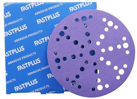 FASTPLUS 50 Disques Abrasifs 150 mm, 49 Trous, Céramique Violets G1000 | Abrasif Autoagrippant Robuste pour Ponçage à sec ou Humide, Conçu pour Ponceuses Orbitales et Surfaces Variées