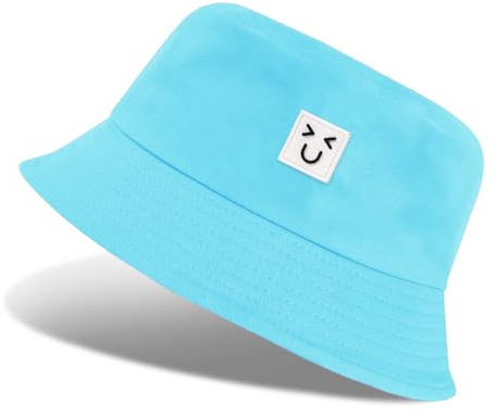 Nadeer Cappello Pescatore Donna Bucket Hat Pieghevole Cappello da Sole Unisex Uomo Cotone Cappelli Estivo UV Protezione per Pesca Escursionismo Campeggio(Blu-A,Taglia Unica)