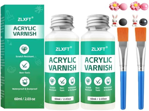 Barniz para Arcilla Secado al Aire,2pcs Esmalte de Arcilla de Secado al Aire,Barniz Ceramica Secado Al Aire,Ceramica Secado al Aire Barniz Transparente,con 2 cepillopara Alfarería