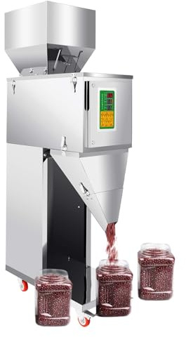 10-999g Automatische Abfüllmaschine mit Fußpedal, 200W Elektrisch Verpackungsmaschine Edelstahl Pulverfüllmaschine Quantitative Füllmaschine für Pulver Granulat Tee Gewürze Getreide Saatgut