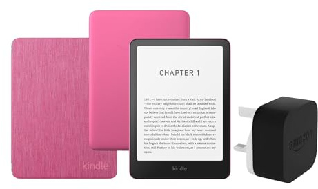Kindle Paperwhite (2024 Release) 16 GB Con publicidad Con funda trasparente frambuesa y adaptador de 9 W