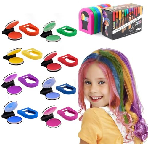 Haarkreiden für Mädchen, 8 Stück auswaschbare Haarkreide, Tragbare nicht klebrige Temporäre Leuchtende Haarfarbe, Haarsprayfarbe,Weihnachten, Geburtstagsparty (8 Stück)
