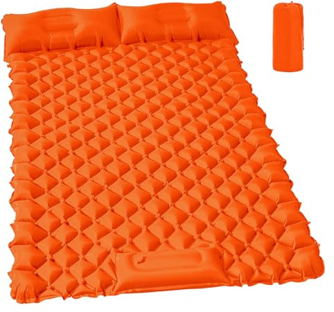 PHYSEN Colchón hinchable doble para acampada y playa, impermeable, 196 x 125 x 8 cm, colchón inflable para invitados con bolsa de transporte, válvula de llenado rápido