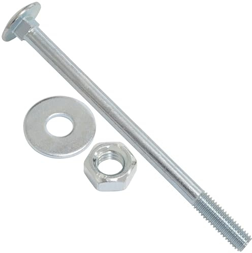 AERZETIX Set di 15 bulloni viti a testa tonda con quadro sottotesta M8x120mm / rondelle e dadi M8 / acciaio zincato/per fissaggio e assemblaggio