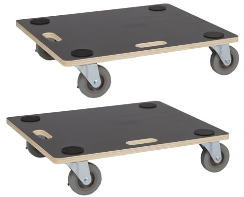 Werkzeugkönig Transportroller 400 kg - Rollbrett 59 x 49 cm - Multiplexplatte Siebdruckbeschichtung - Vollgummirollen - 2er Set