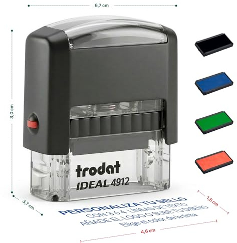 Sello Personalizado para Empresas TRODAT 4912 (46x16 mm) - Sellos Caucho Personalizado AUTOMATICO con Texto o Logo - Cuño Personalizado Enfermería y Oficina - Carimbo Personalizado - STAMPA (4912)