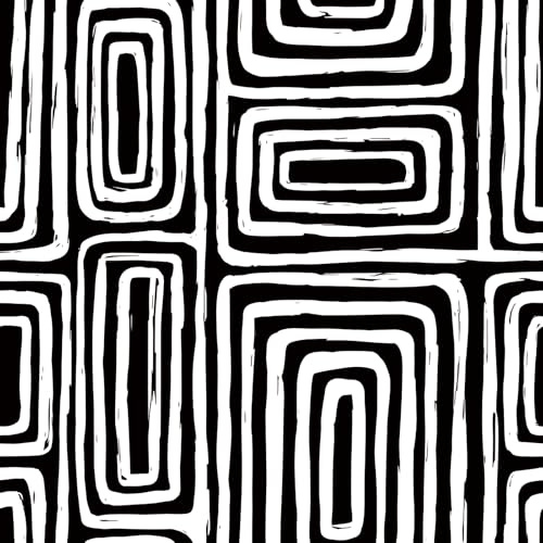 LACHEERY Papier Peint Adhesif Mural Noir et Blanc Geometrique Autocollant | Papier Peint Abstrait Chambre 44,5cm x 700cm Film Papiers Peints Muraux Lavable Revetement Mural Adhesif Salle de Bain Entrée