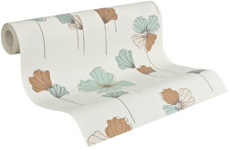 A.S. Creation 273437 Blumentapete Florino, weiss/türkis/braun