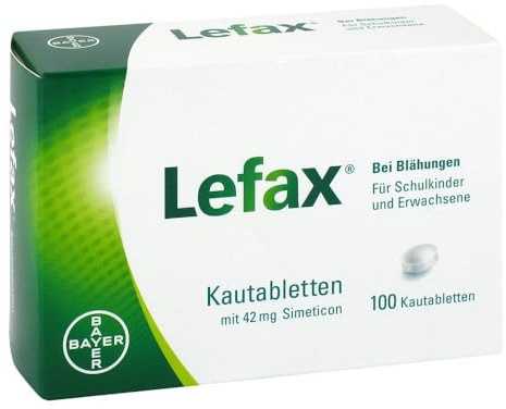 Lefax Kautabletten I Nr. 1 bei Blähungen I mit Pfefferminz I 100 Tabletten | Bei leichten Blähungen. Schnell und effektiv. Mit Simeticon. Praktisch für unterwegs: ohne Wasser einnehmbar.