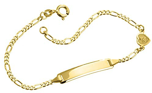 Gravurarmband für Babys/Kinder mit Herz, 333 Gold, inkl. Gravur, Länge wählbar von 12-16cm