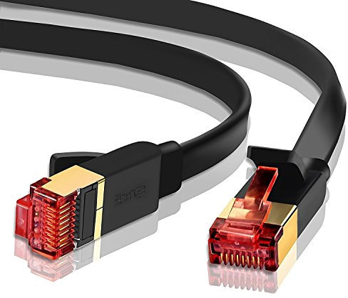 IBRA Ethernet Gigabit Lan Network Cable Advanced, Gold Connectors, 10Gbps 600MHz, 10/100/1000Mbit/s, Patch cable, STP, Switch/Router/Modem/Patch panel/Access Point/patch fields, 15M Flat Black